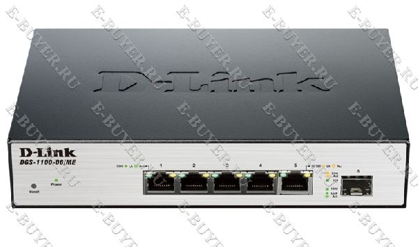 Настраиваемый коммутатор D-link DGS-1100-06/ME/A1A с 5 портами 10/100/1000Base-T и 1 портом SFP