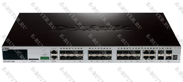 Управляемый стекируемый коммутатор уровня 2+ D-link DGS-3420-28SC с 20 портами SFP, 4 комбо-портами 10/100/1000Base-T/SFP и 4 портами SFP+