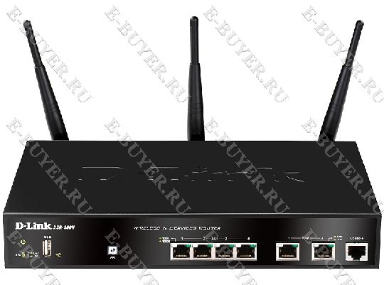 Беспроводной 802.11n межсетевой экран с поддержкой VPN D-link DSR-500N/RU с 2 портами WAN, 4 портами LAN 10/100/1000Base-TX