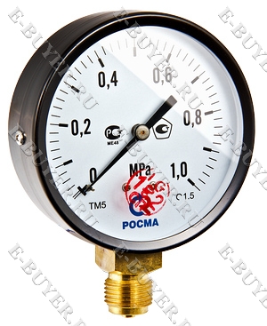 Манометр TM-510P Ду 100 с нижним подключением (150°) 1/2", 0-10 бар TM-510P.10